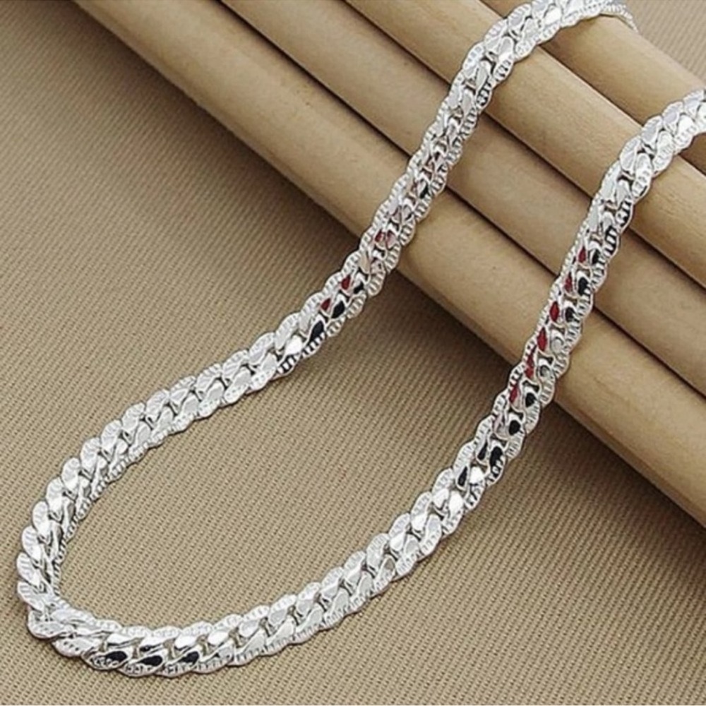 S925 Sterling Silver 45cm 5MM Full Sideways Chain Necklace - Picture 8 of 8